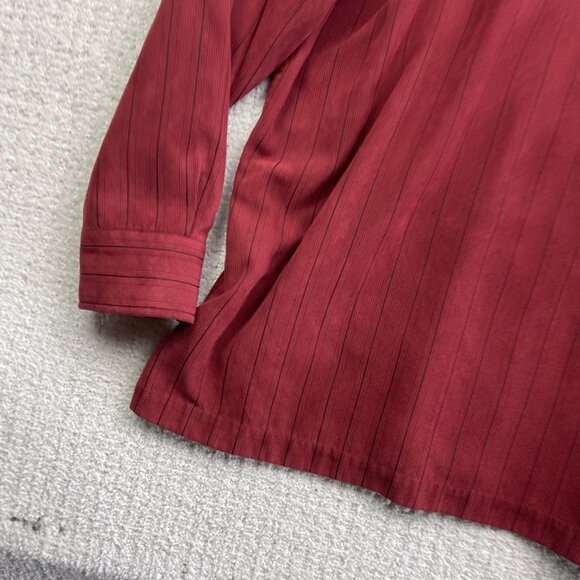 Vintage Pierre Cardin Faux Suede Dark Red Dress Shirt Men Size M Button Up - Picture 10 of 13